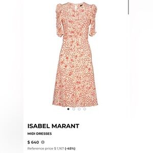 Isabel Marant Red and Cream Long Sleeve Dress